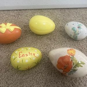 Set of five handmade ceramic Easter eggs